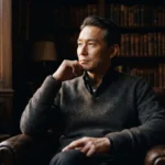 A composed man in his early fifties reflecting in a wood-panelled study, considering Coast FIRE after 40